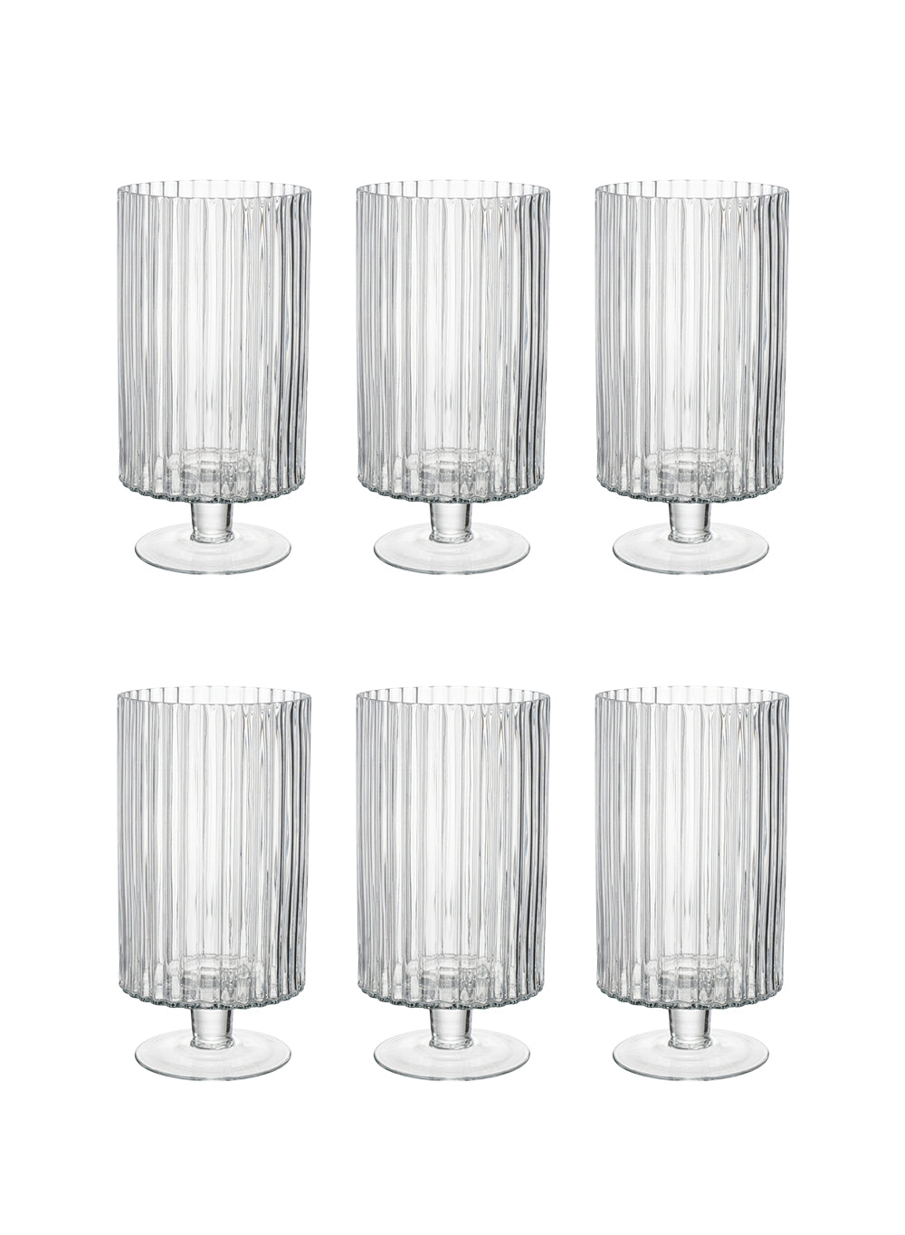 Ribbed Glass Pedestal Hurricane, 5"Diameter x 9.2"Tall