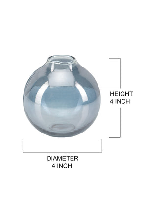 4" Clear/ Blue Ball Bud Vase, In 2 Sets