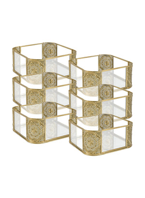Gold Hexagon Glass Tea Light Holder, Available in 5 Designs