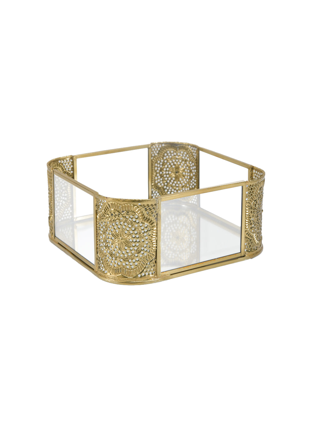 Gold Hexagon Glass Tea Light Holder, Available in 5 Designs