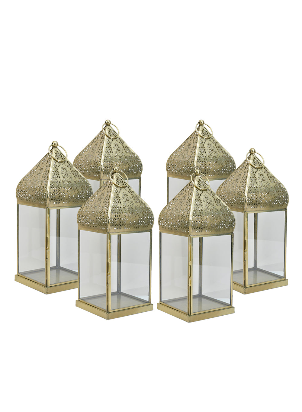 Gold Moroccan Metal Candle Lantern, in 2 Sizes and Material