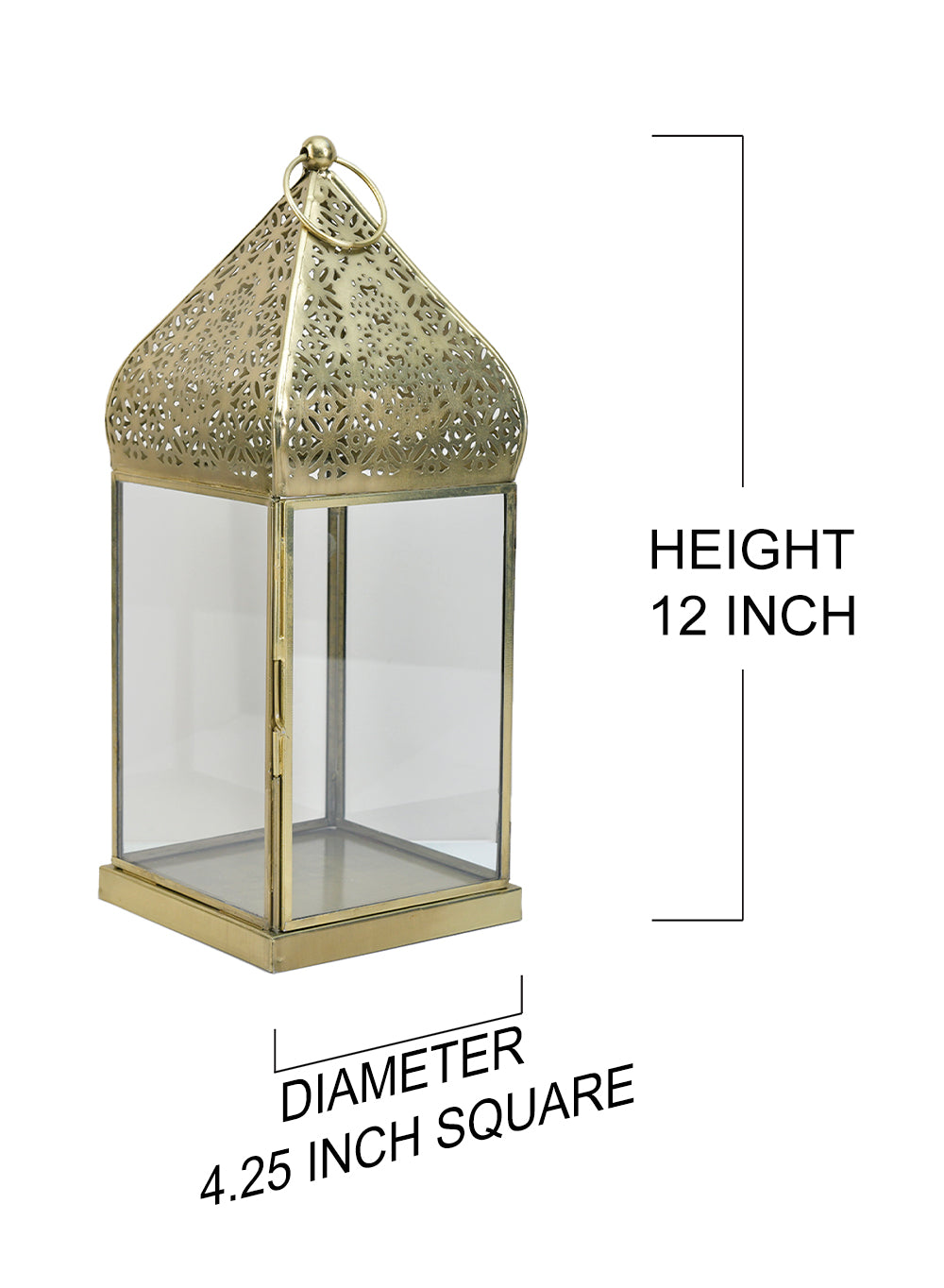 Gold Moroccan Metal Candle Lantern, in 2 Sizes and Material