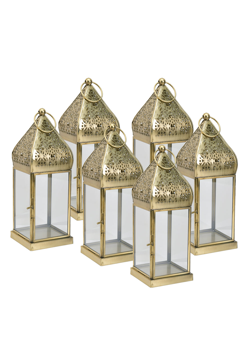 Gold Moroccan Metal Candle Lantern, in 2 Sizes and Material