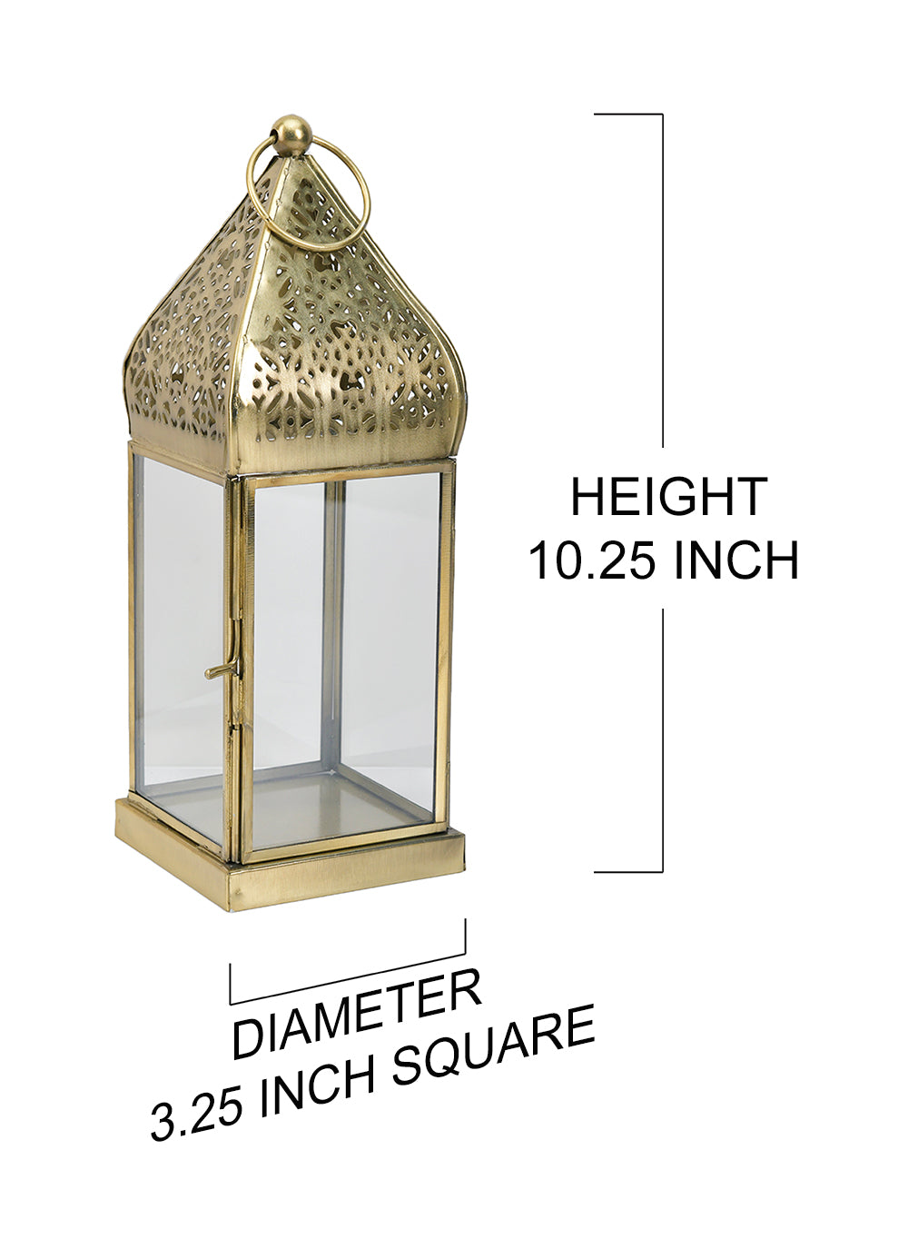 Gold Moroccan Metal Candle Lantern, in 2 Sizes and Material