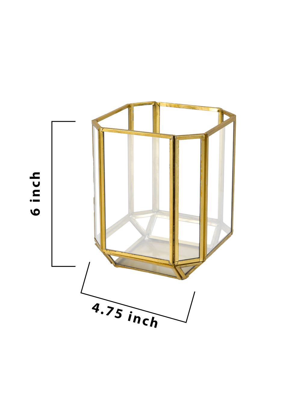 Gold Hexagon Glass Tea Light Holder, Available in 5 Designs