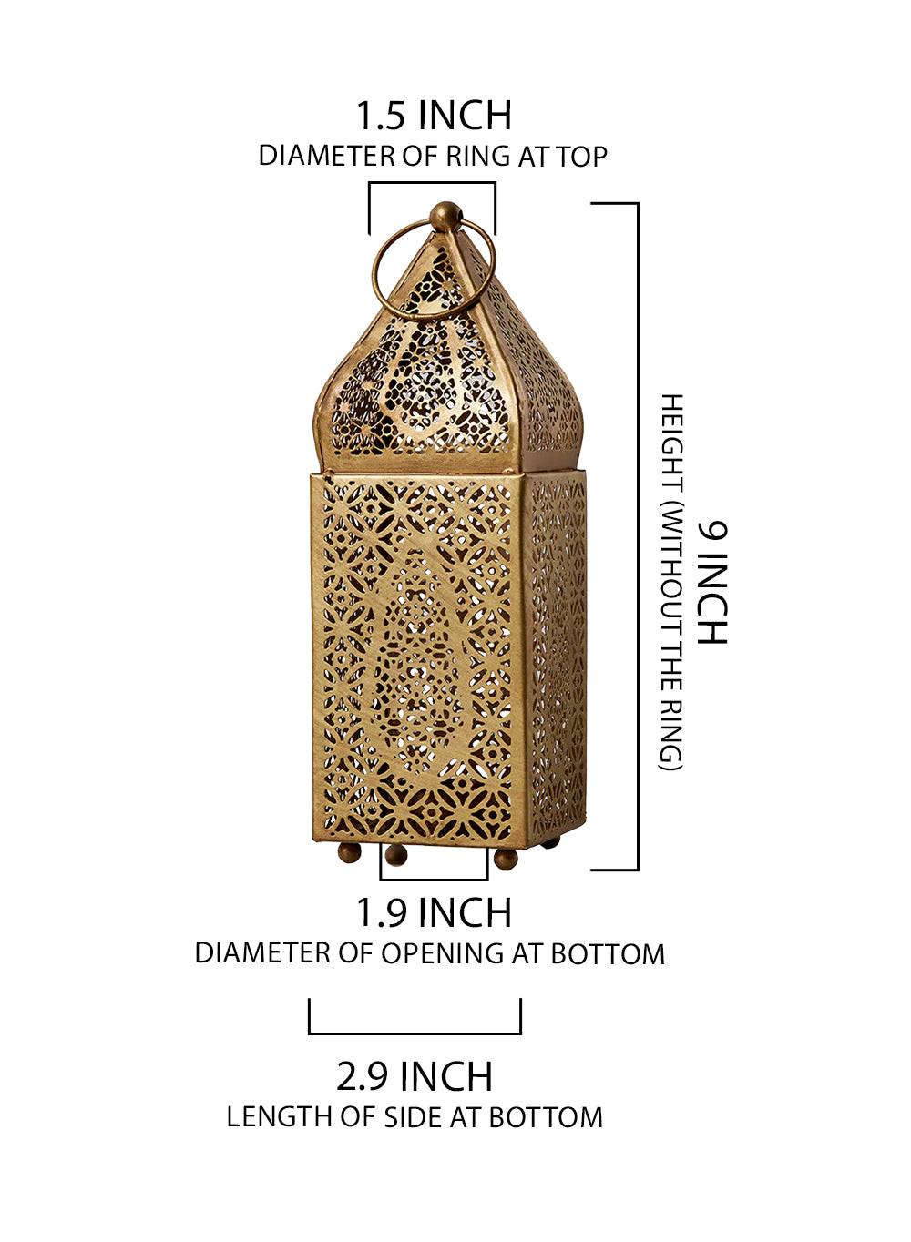Gold Moroccan Metal Candle Lantern, in 2 Sizes and Material