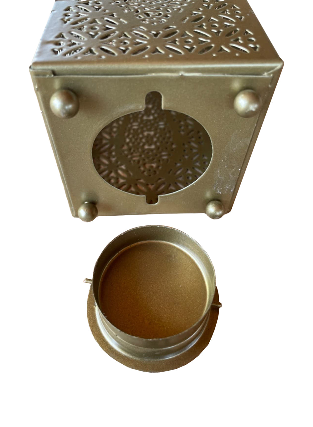 Gold Moroccan Metal Candle Lantern, in 2 Sizes and Material