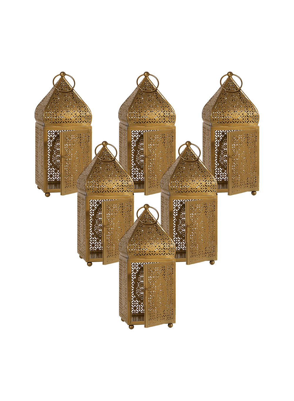 Gold Moroccan Metal Candle Lantern, in 2 Sizes and Material