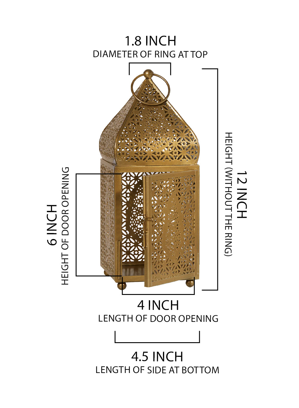 Gold Moroccan Metal Candle Lantern, in 2 Sizes and Material