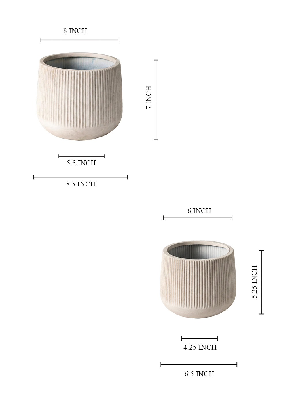 Bundle: Terra Ribbed Vase ( Small - Pack of 1 & Large - Pack of 1)