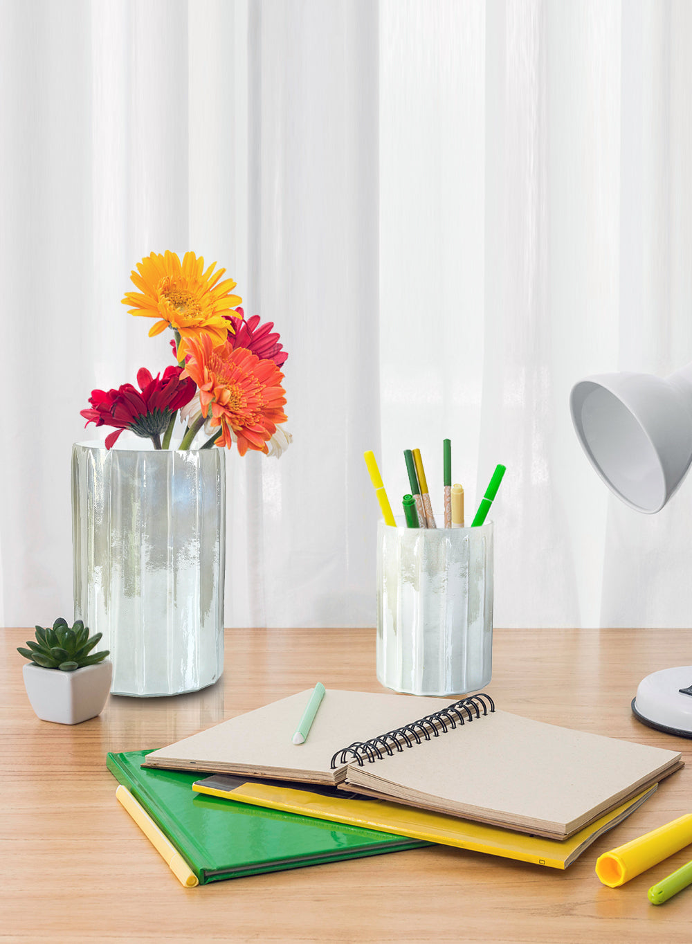 White Mercury Glass Vase, in 2 Sizes