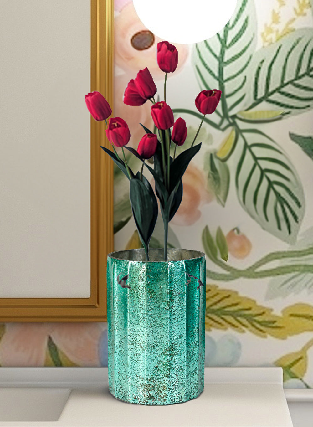 Ocean Teal Mercury Glass Vase, in 2 Sizes