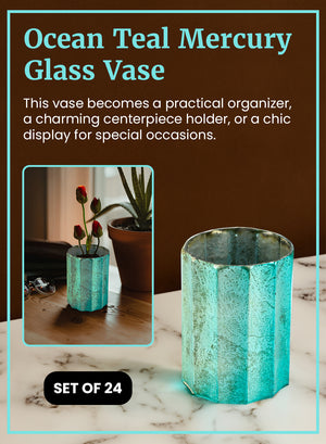 Ocean Teal Mercury Glass Vase, in 2 Sizes