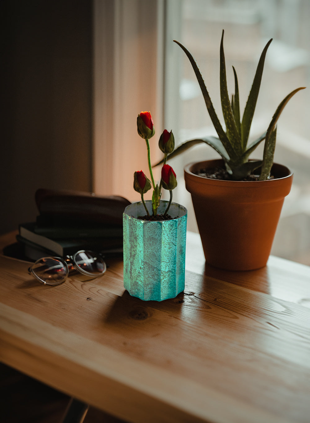 Ocean Teal Mercury Glass Vase, in 2 Sizes