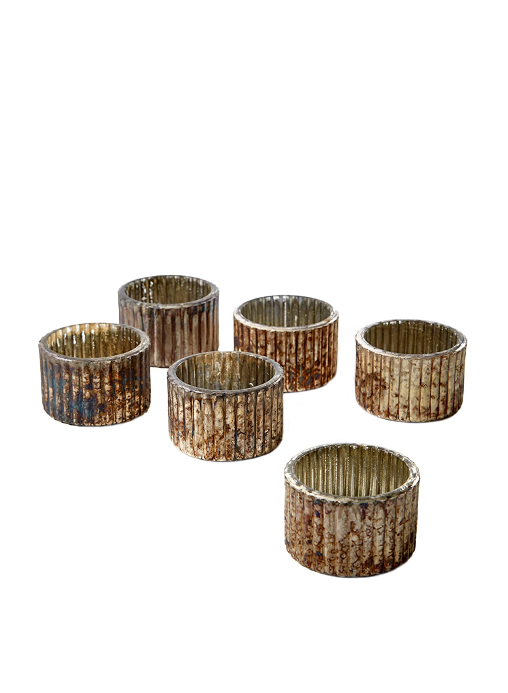 1.25" Ribbed Rustic Silver Candle Holder