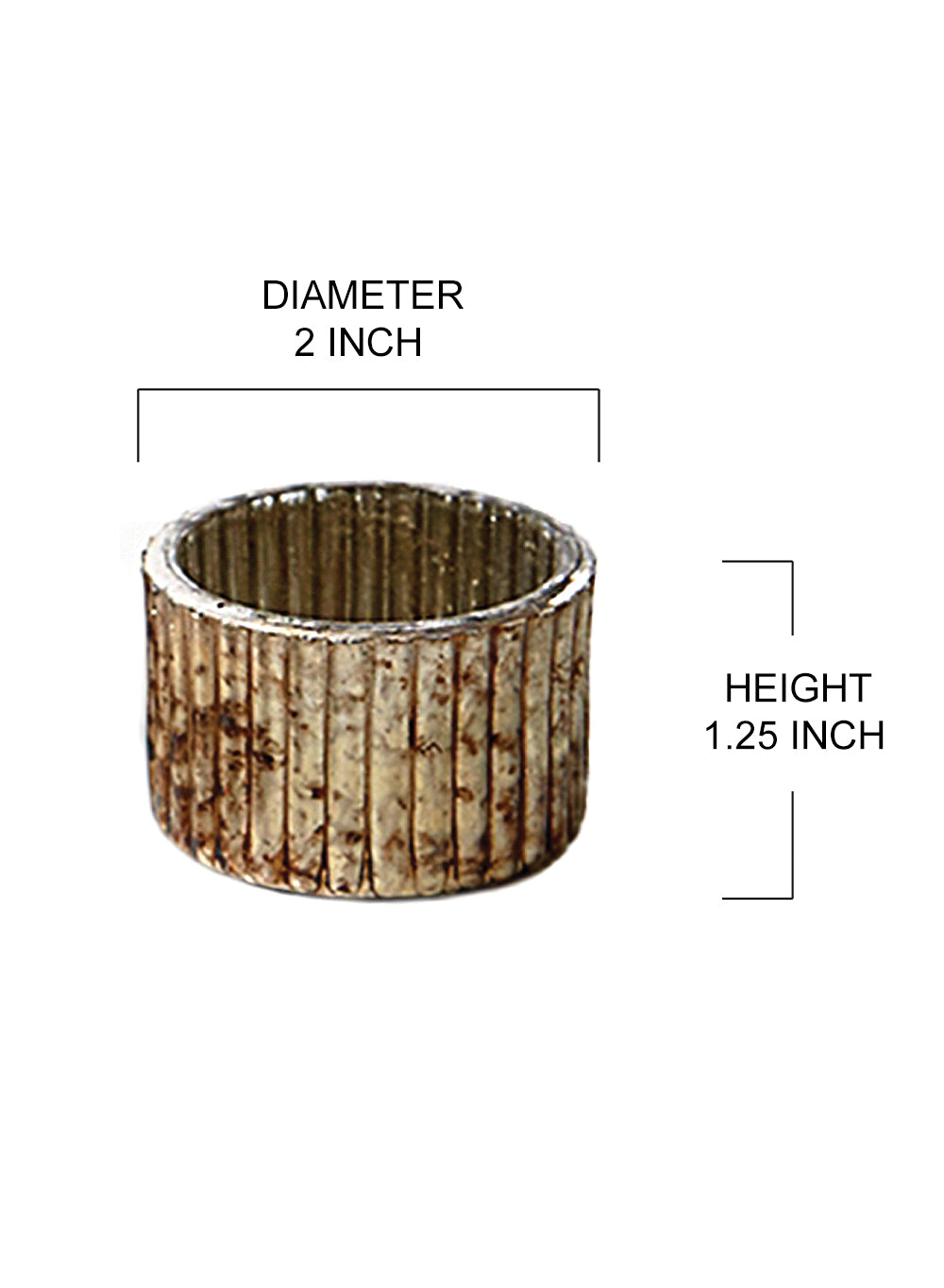 1.25" Ribbed Rustic Silver Candle Holder