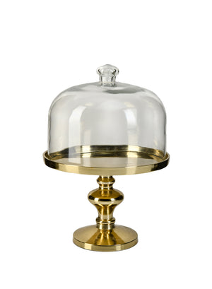 Gold Dessert Stand with Dome, 8" Diameter & 11" Tall