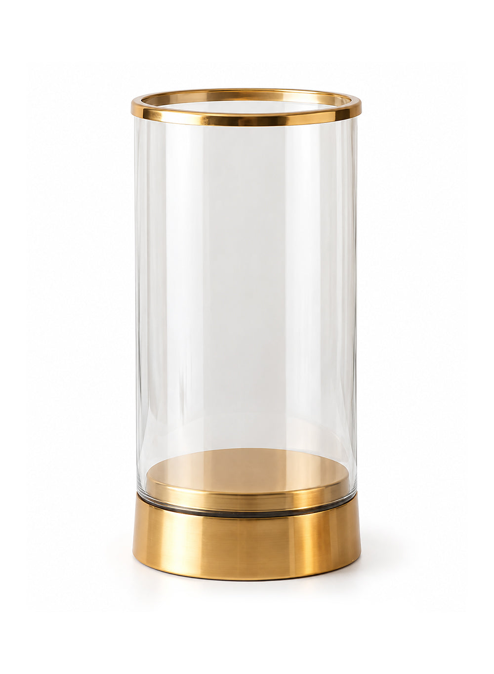 Gold Rimmed Glass Cylindrical Hurricane Collection