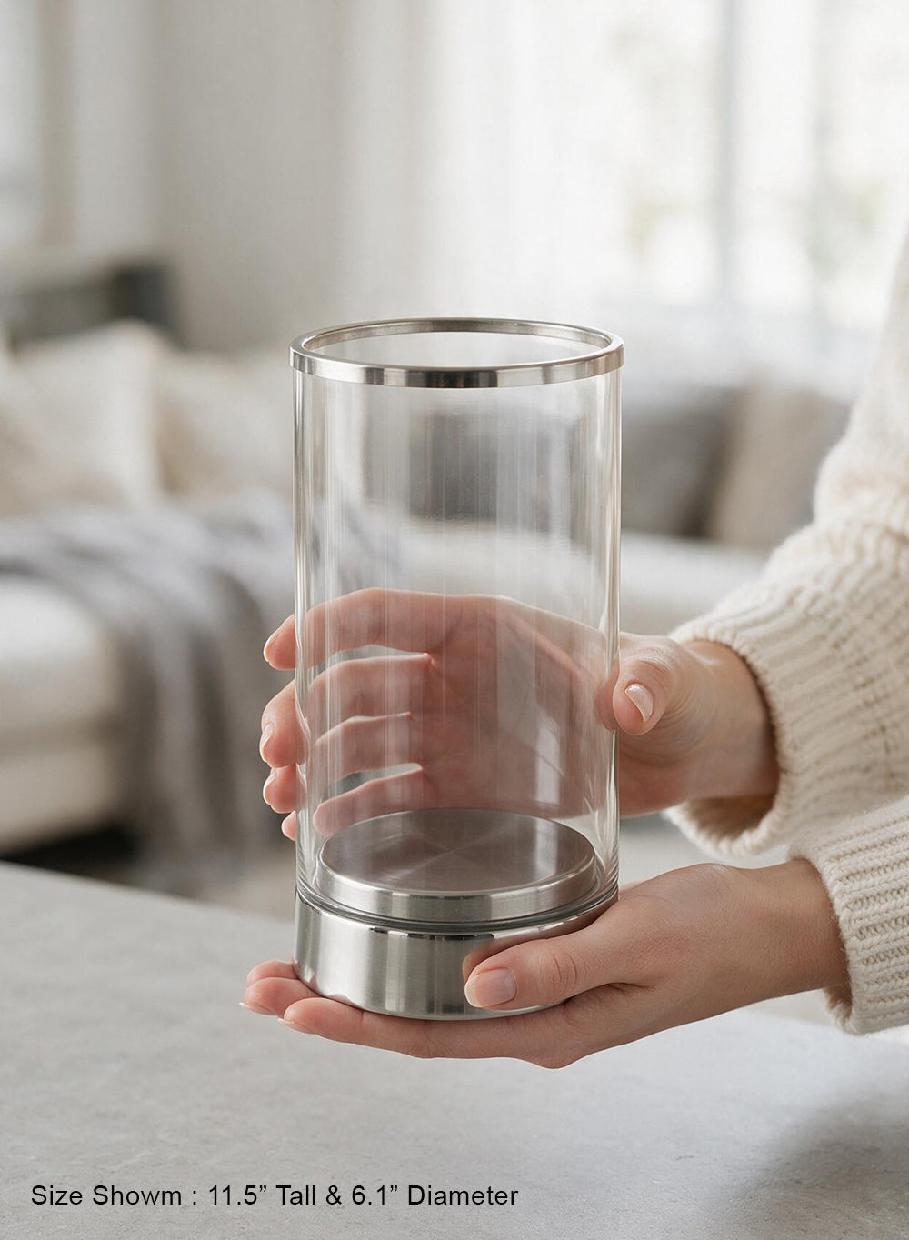Gold Rimmed Glass Cylindrical Hurricane Collection