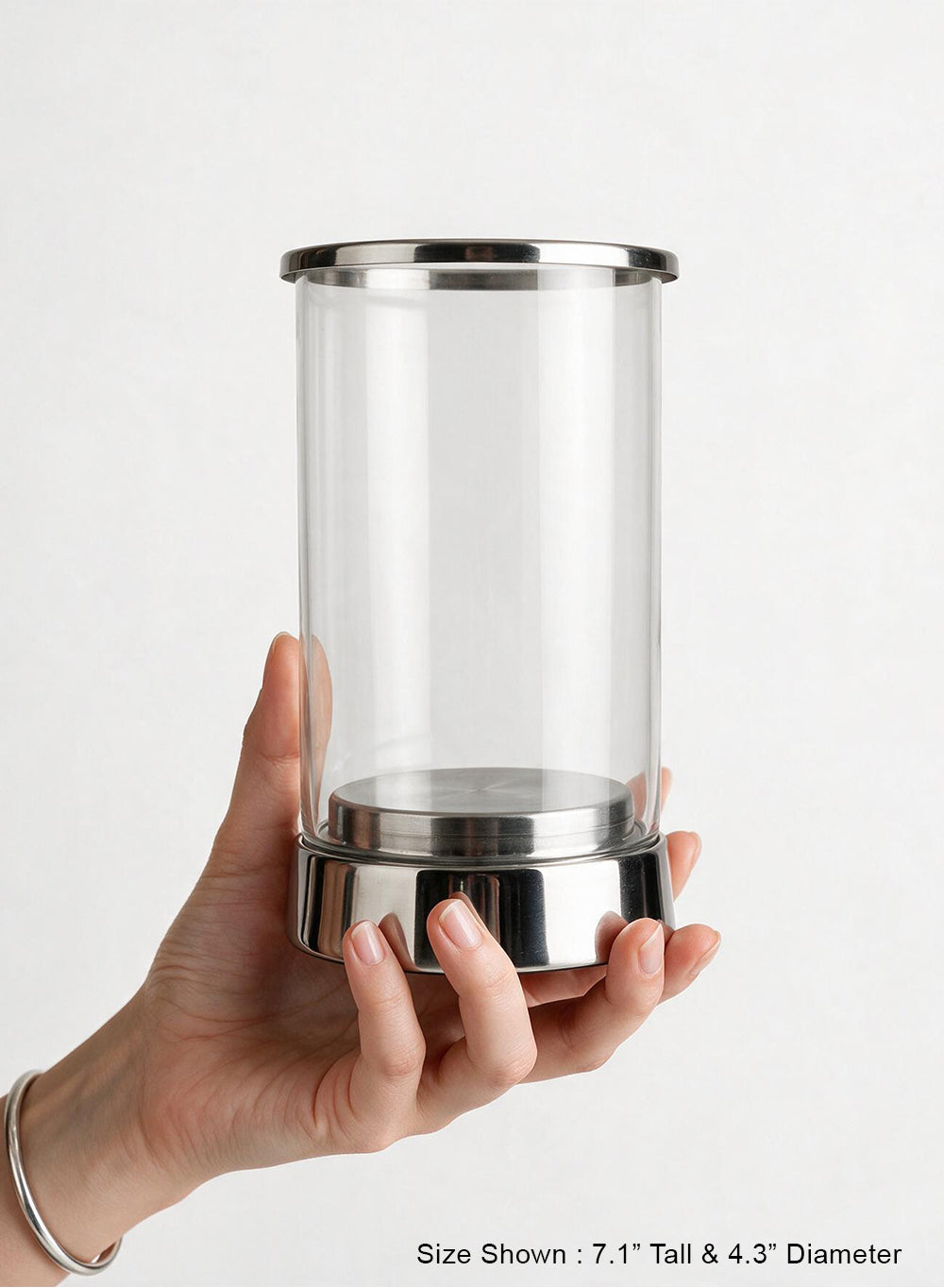 Gold Rimmed Glass Cylindrical Hurricane Collection
