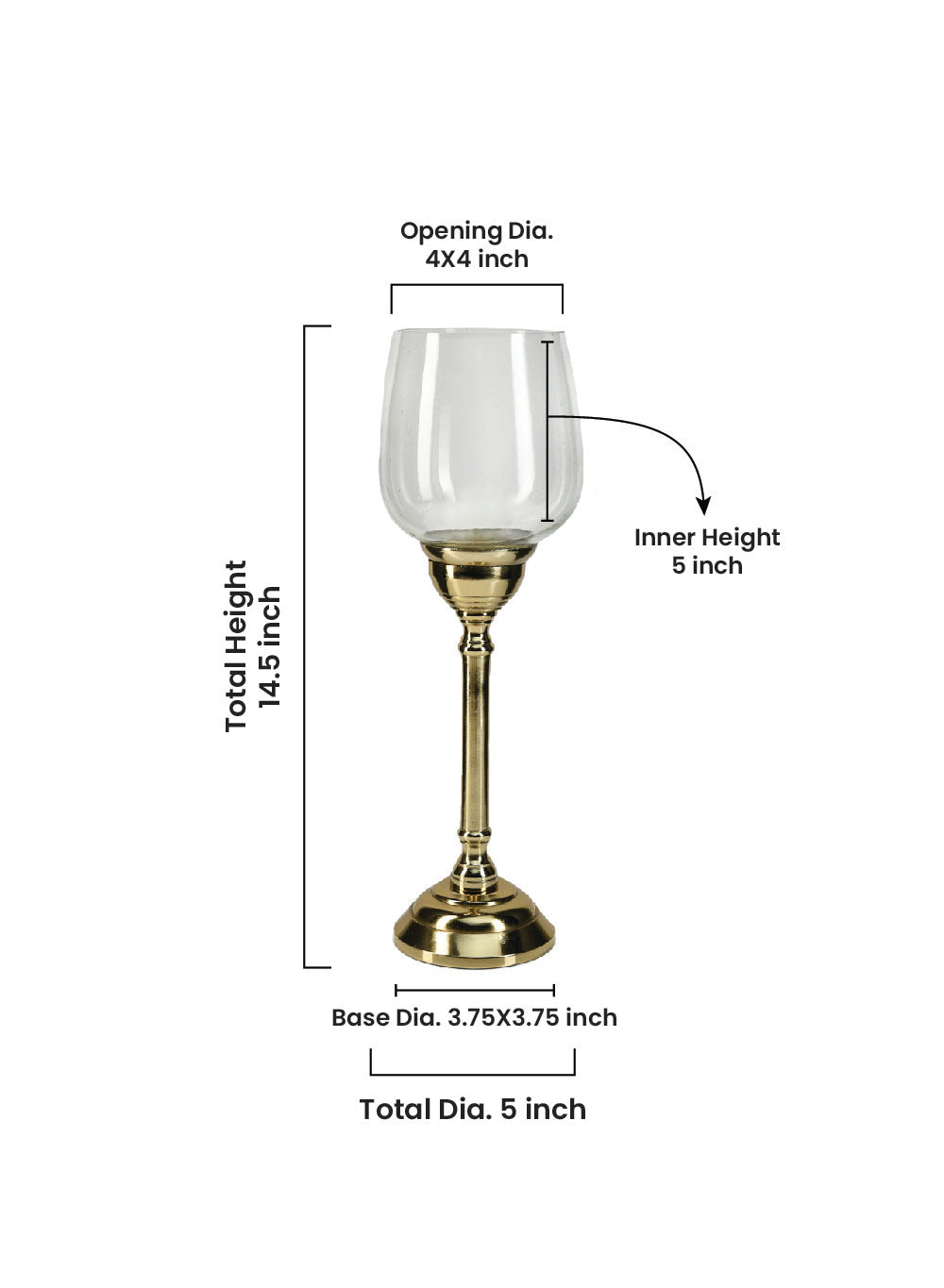 Long Stem Gold Candle Holder, in 2 Sizes