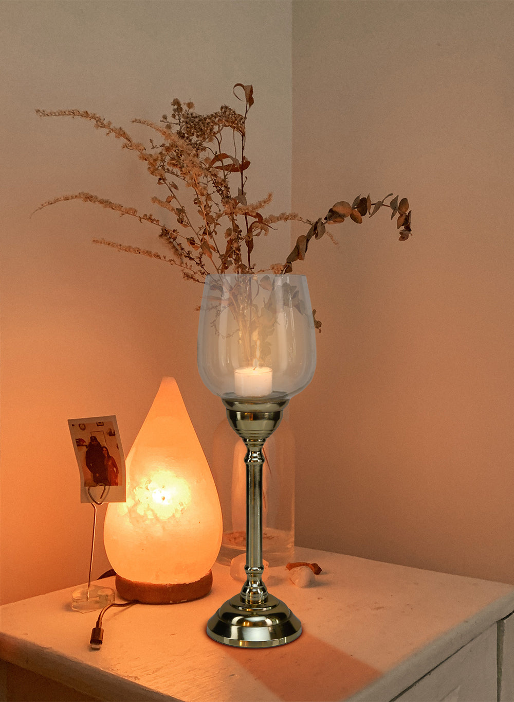 Long Stem Gold Candle Holder, in 2 Sizes