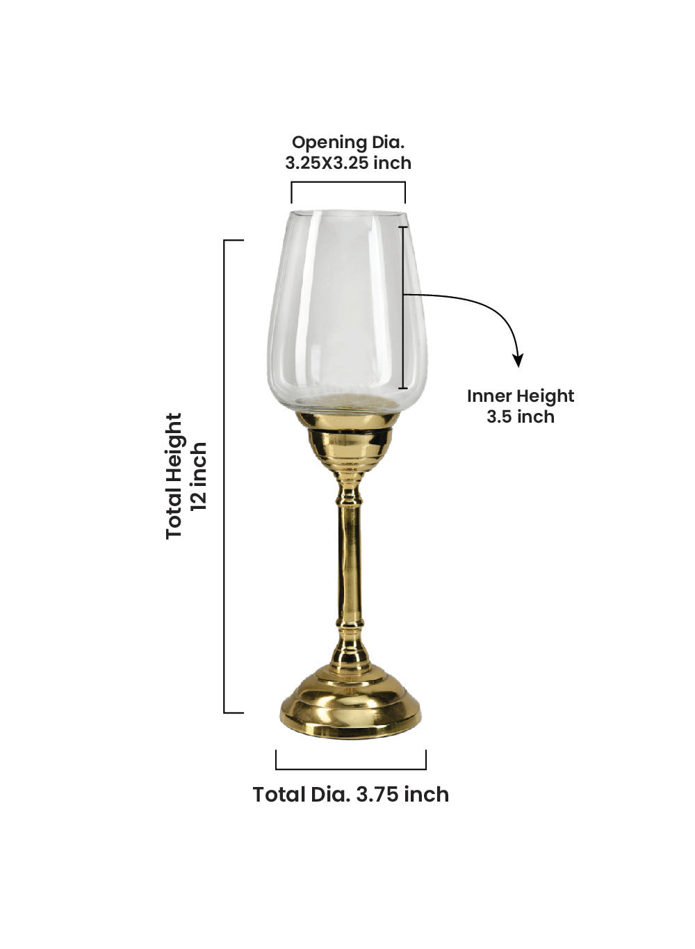 Long Stem Gold Candle Holder, in 2 Sizes