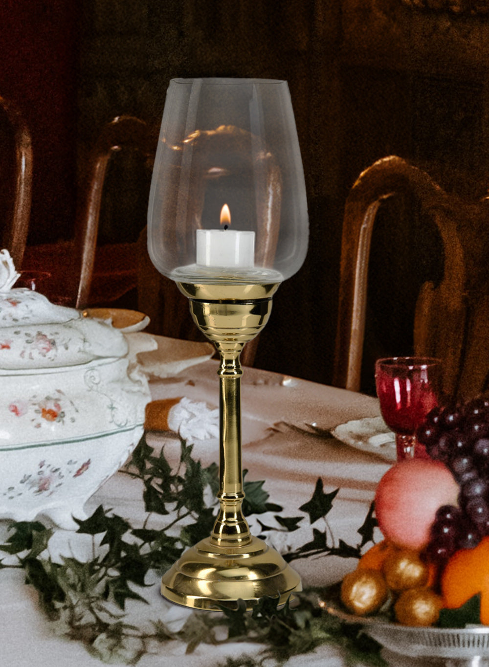 Long Stem Gold Candle Holder, in 2 Sizes