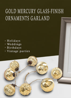 Gold Mercury Glass-Finish Ornament Garland - 43" Long