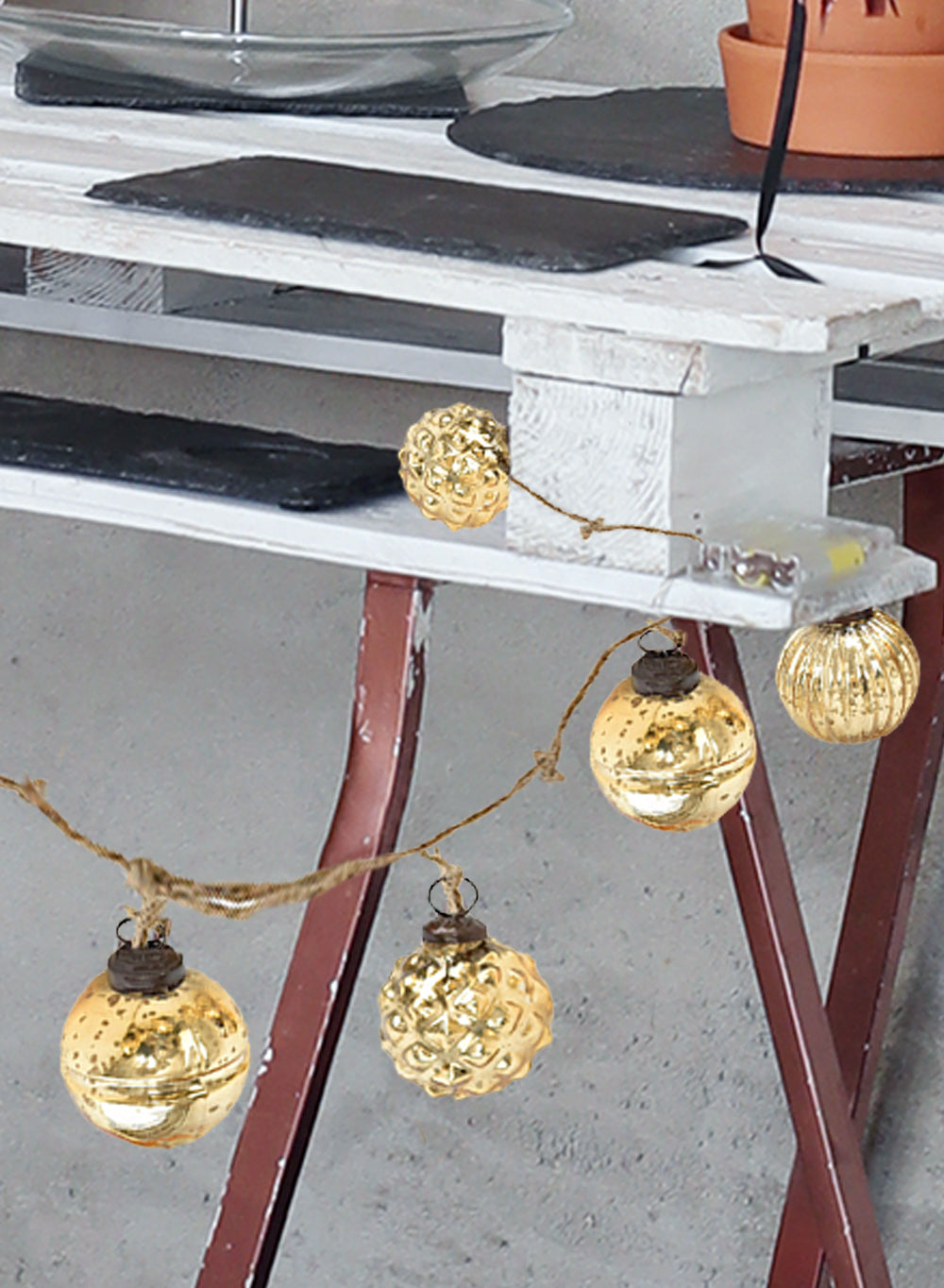 Gold Mercury Glass-Finish Ornament Garland - 43" Long