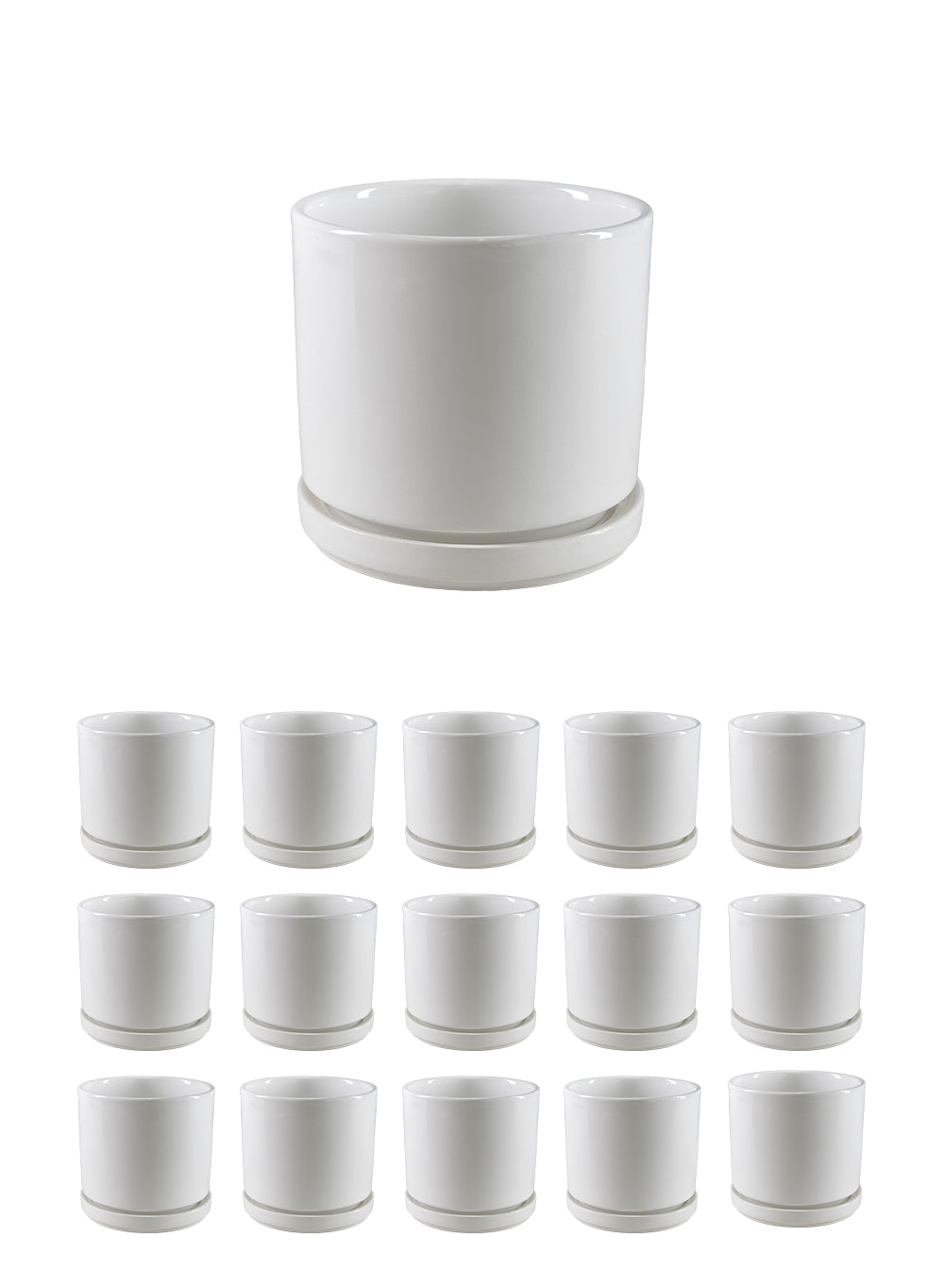 Noor Ceramic Planter with Saucer, 4.6" Diameter & 4.5" Tall