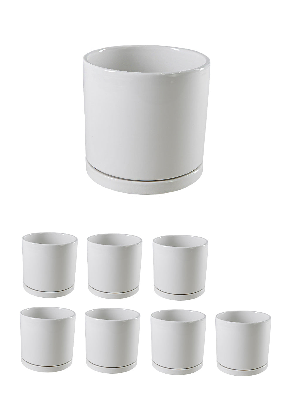 Alba White Ceramic Planter, 6.5" Diameter & 6" Tall