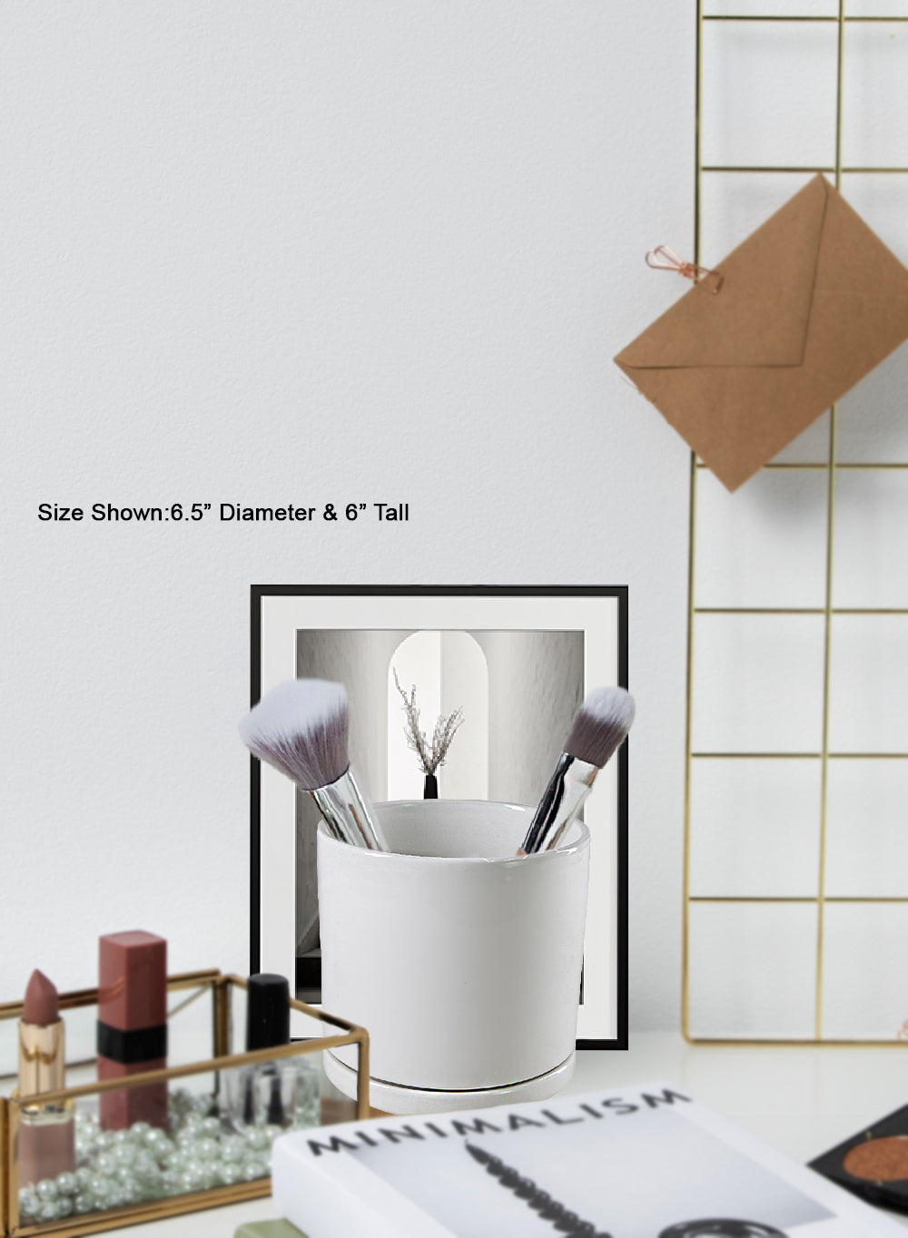 Alba White Ceramic Planter, 6.5" Diameter & 6" Tall
