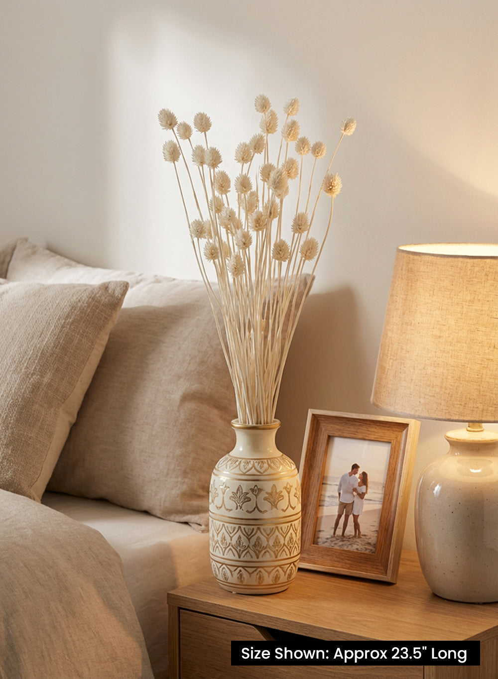 Natural Pom-Pom Dried Floral Stems, 23.5" Tall, Pack of 4