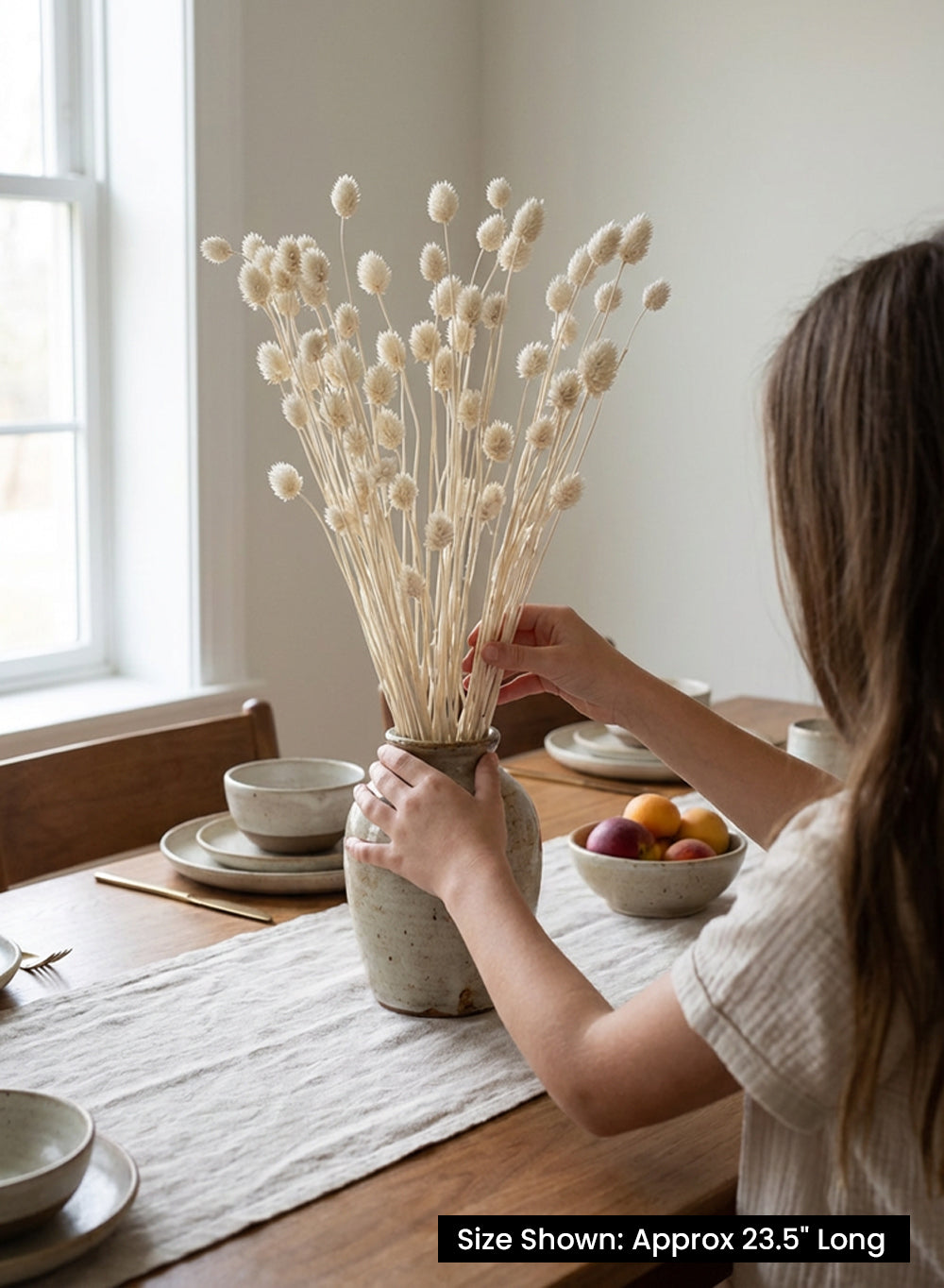 Natural Pom-Pom Dried Floral Stems, 23.5" Tall, Pack of 4