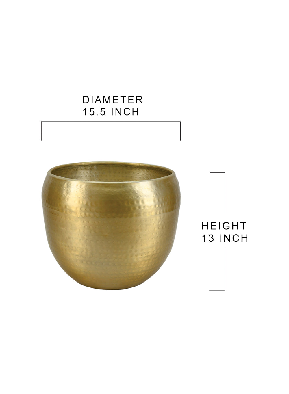 Brass-Look Aluminum Cachepot - in 2 Sizes