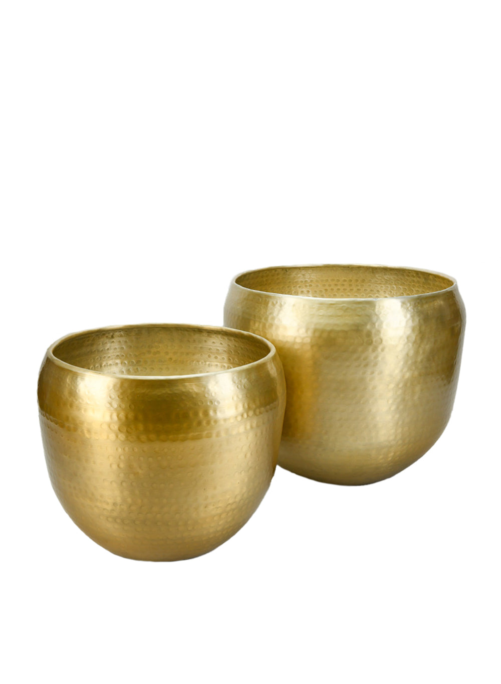 Brass-Look Aluminum Cachepot - in 2 Sizes