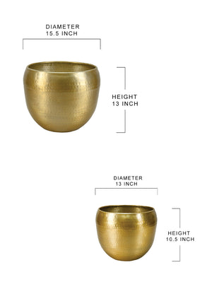 Brass-Look Aluminum Cachepot - in 2 Sizes
