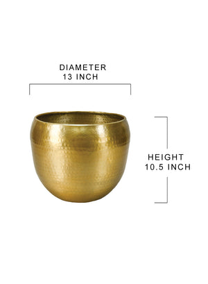 Brass-Look Aluminum Cachepot - in 2 Sizes