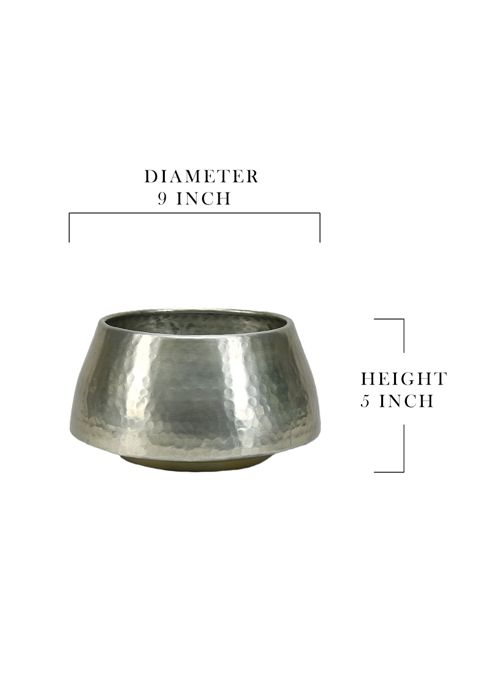 Silver Hammered Aluminum Cachepot, in 2 Sizes