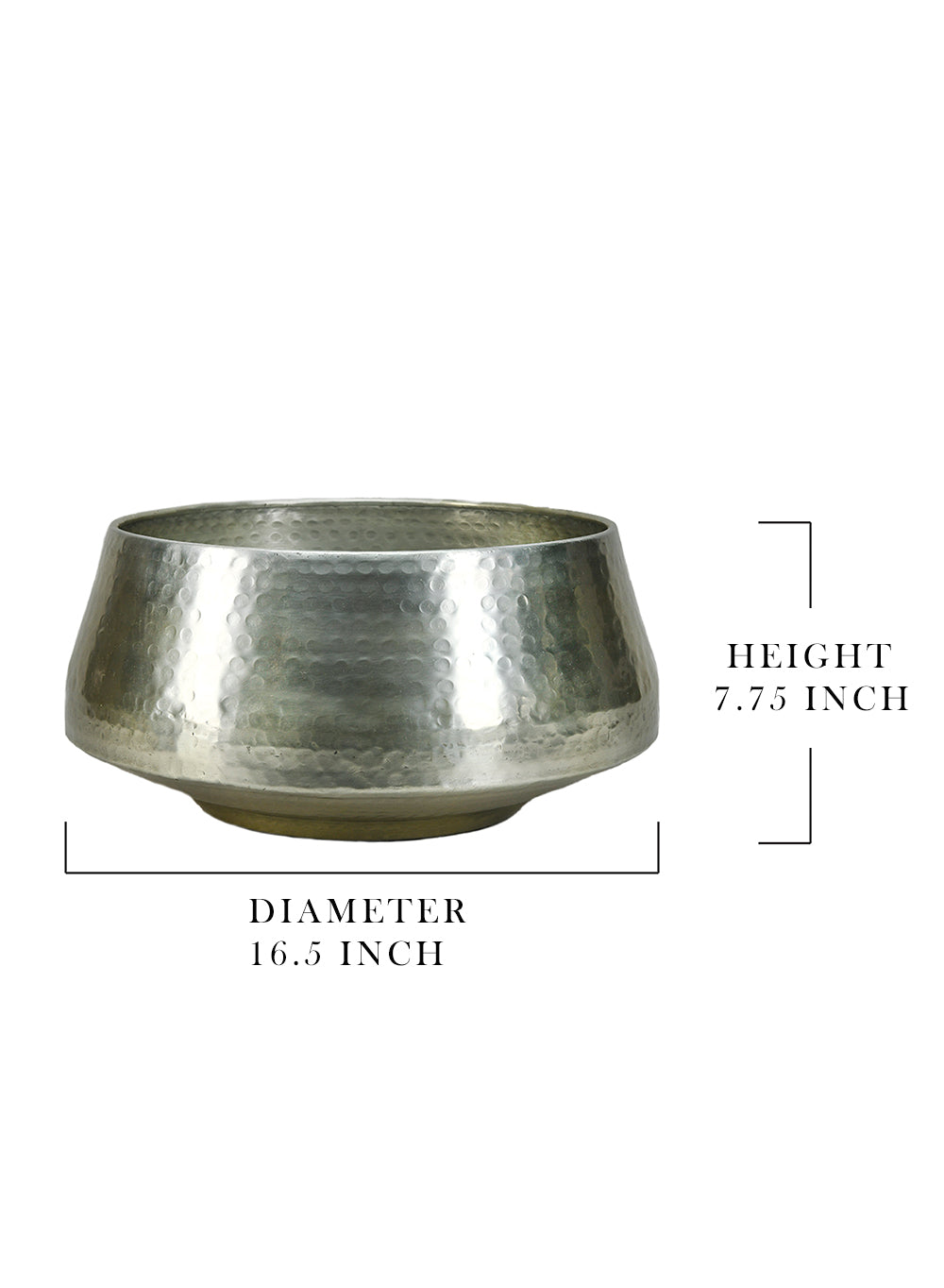 Silver Hammered Aluminum Cachepot, in 2 Sizes