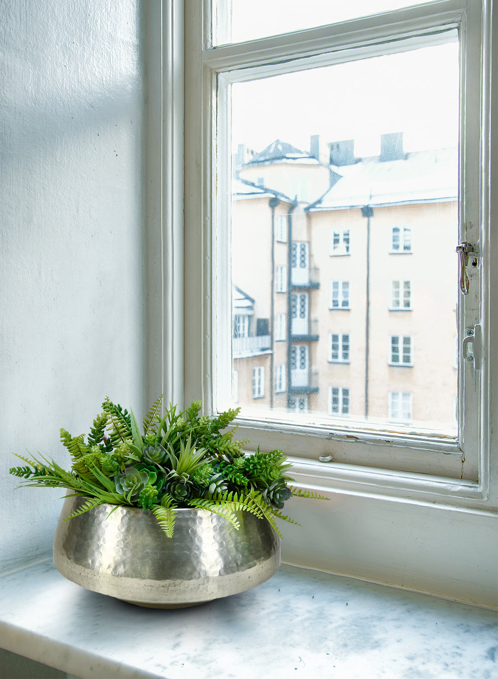 Silver Hammered Aluminum Cachepot, in 2 Sizes