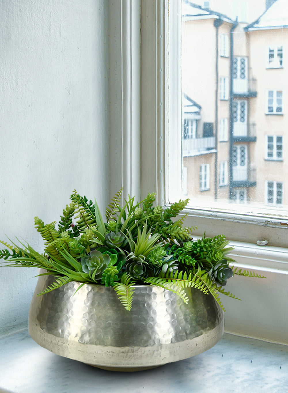 Silver Hammered Aluminum Cachepot, in 2 Sizes