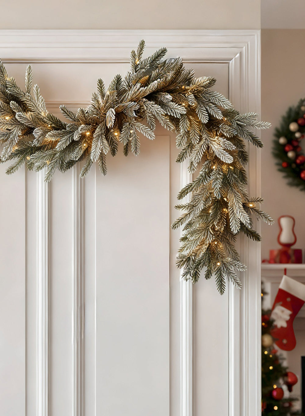 75" Pre-Lit Frosted Christmas Garland with 300 Warm White Lights