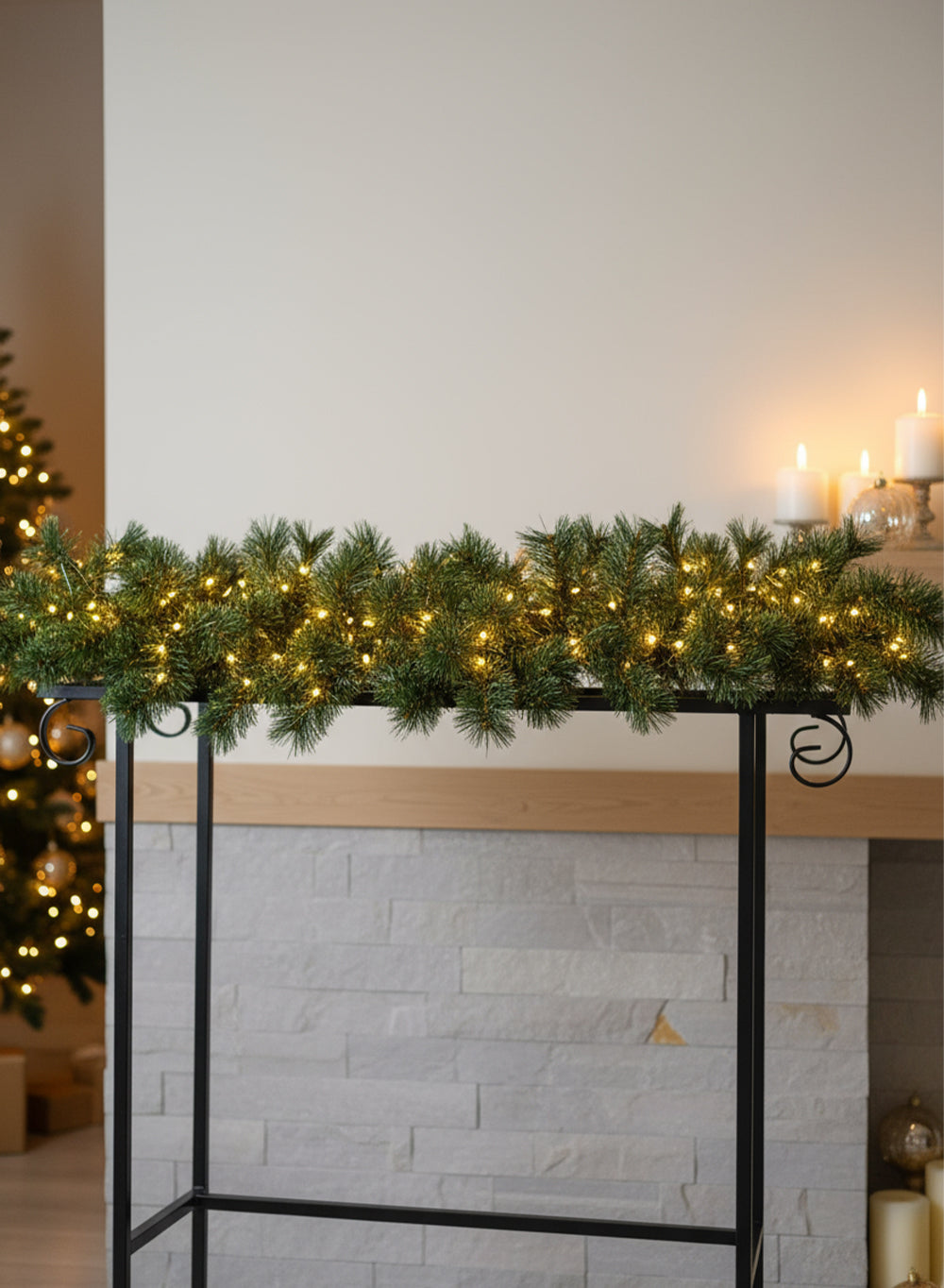 70" Pre-Lit Christmas Garland with 200 Warm White Lights