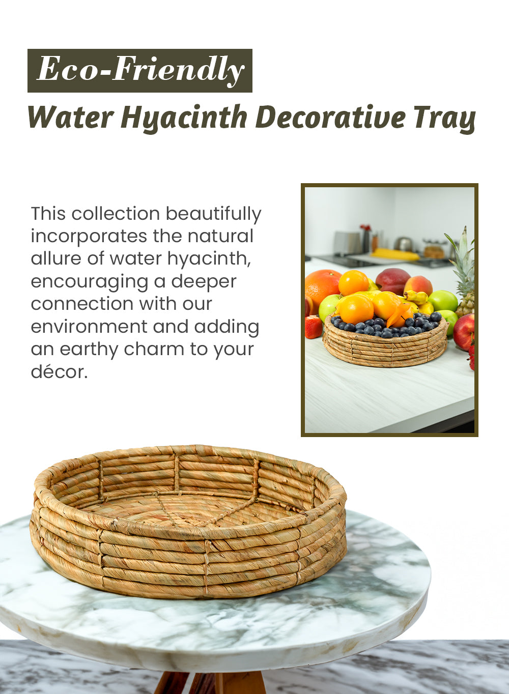 Eco-Friendly Water Hyacinth Collection - Pots Tray, Basket, and Vase