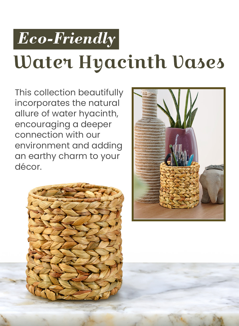 Eco-Friendly Water Hyacinth Collection - Pots Tray, Basket, and Vase