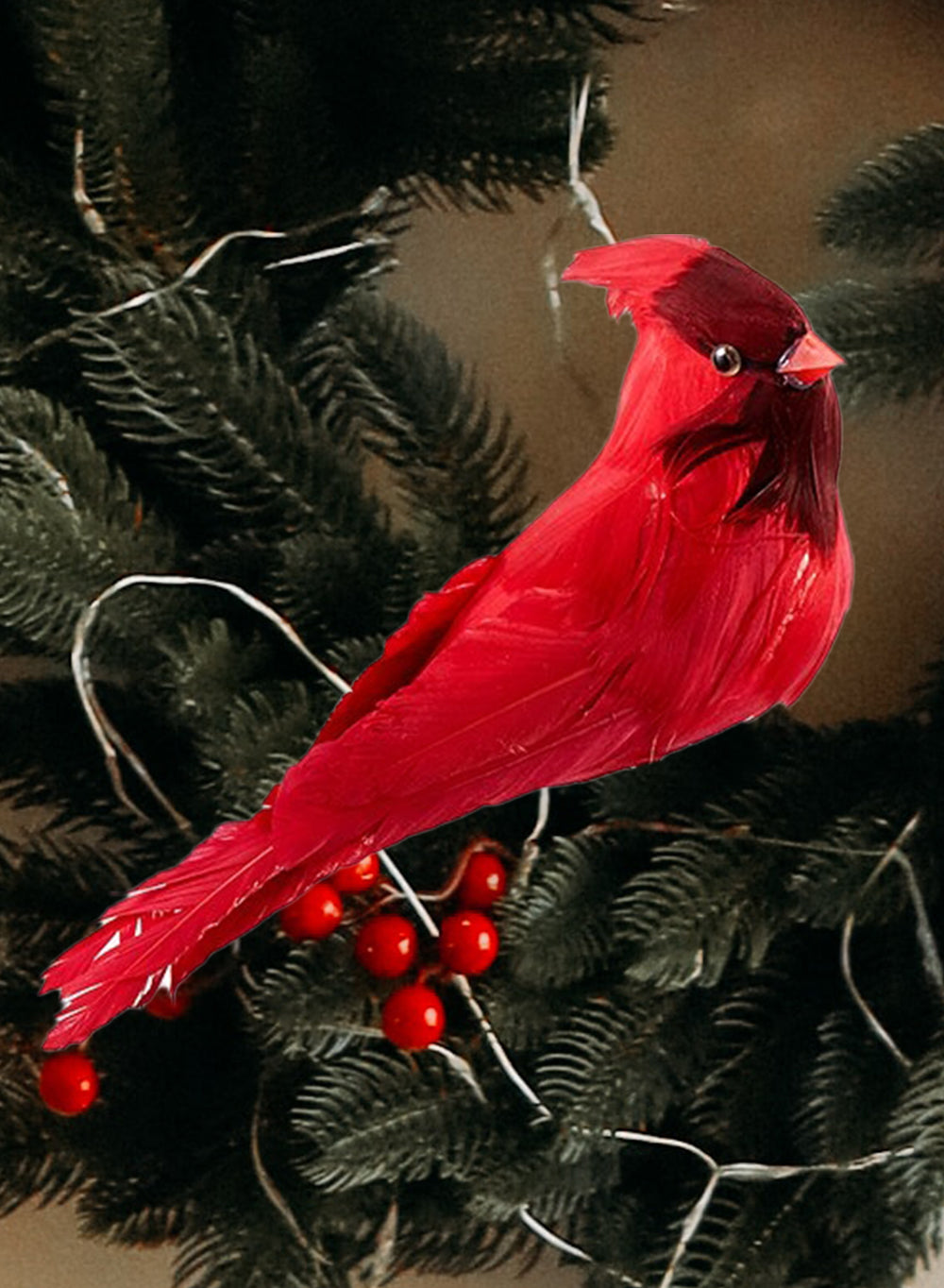 Feathered Artificial Red Cardinal Bird, Pack of 6- 8" Long X 2.5" Wide X 3" Tall