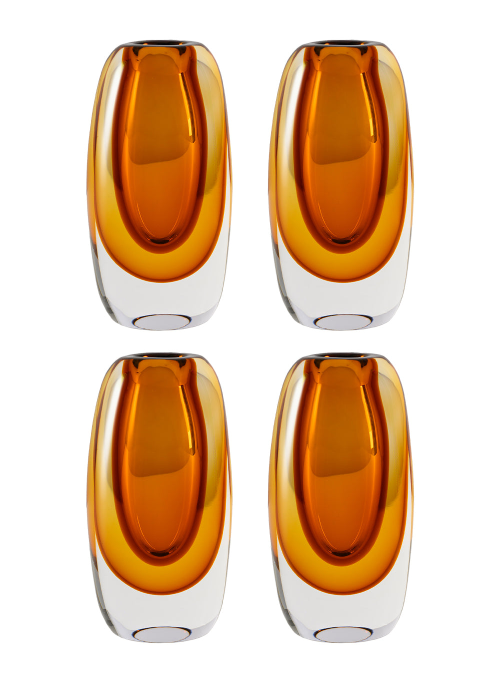 Handblown Amber Capsule Glass Bud Vase, 4.7" Diameter & 8.8" Tall