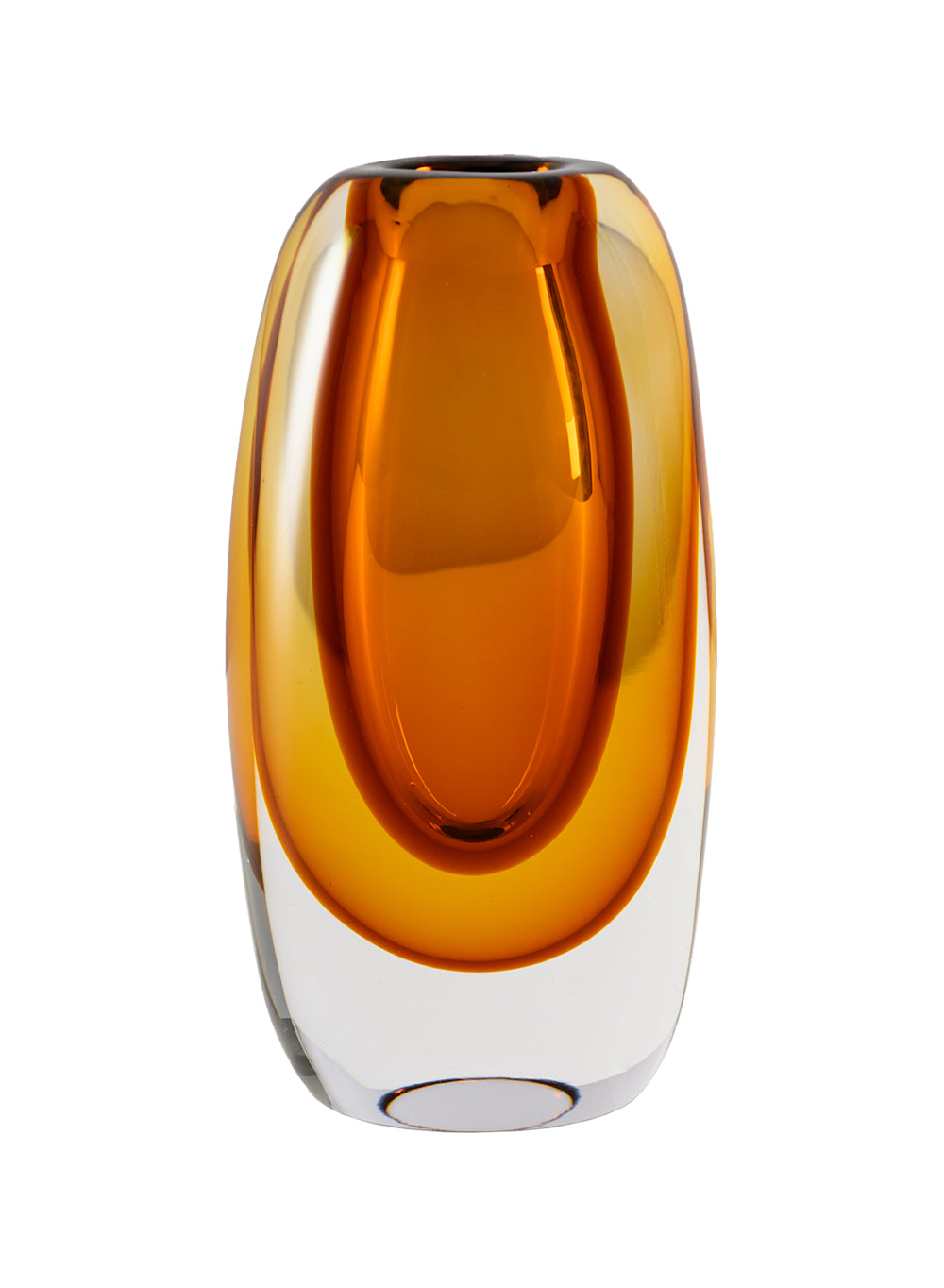 Handblown Amber Capsule Glass Bud Vase, 4.7" Diameter & 8.8" Tall